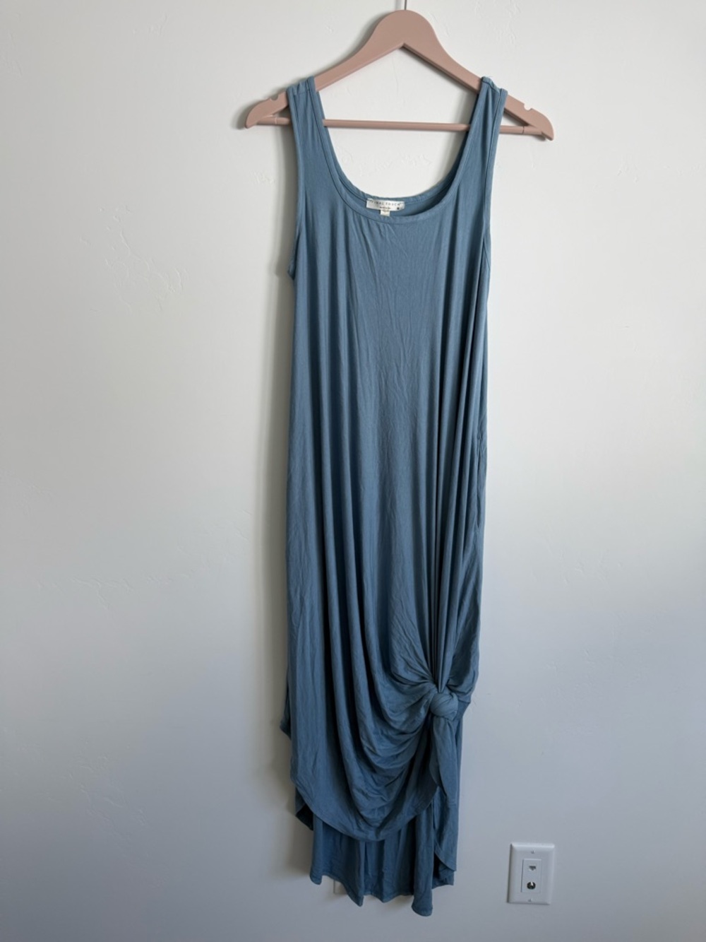 Final Touch Dusty Blue Sleeveless Knot-Hem Maxi Dress